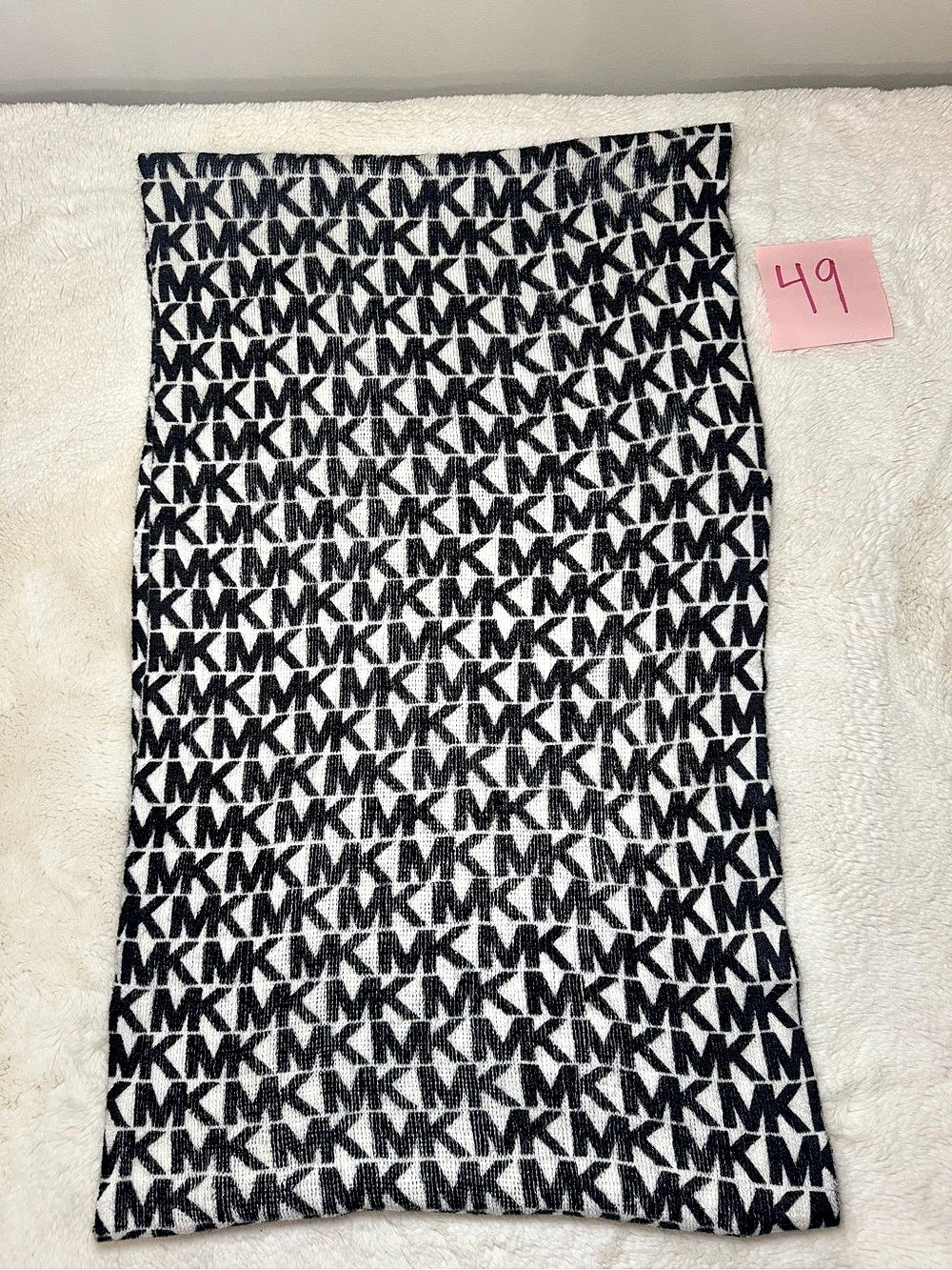 Michael Kors MK Logo Knit Infinity Scarf Black & White